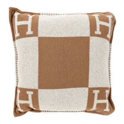 Hermes Wool Cashmere Avalon Pillow PM Ecru Camel 2 of 3