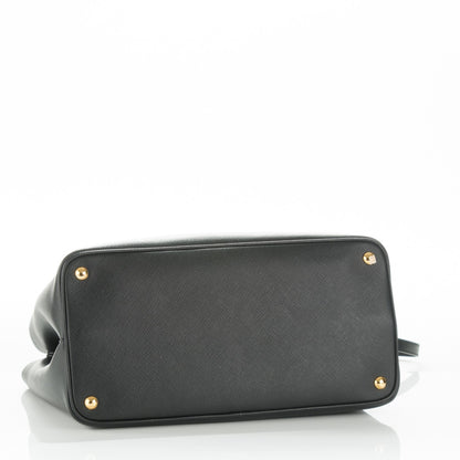 Prada Saffiano Cuir Large Double Bag Black Fuoco 4 of 6