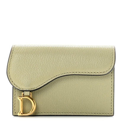 Christian Dior Goatskin Saddle Card Holder Desert Sage 1 of 7