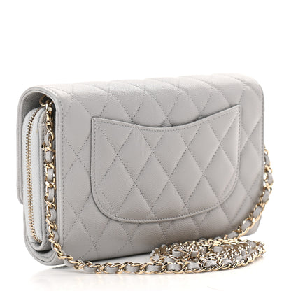Chanel Caviar Quilted Phone Holder Wallet on Removable Chain Grey 3 of 11
