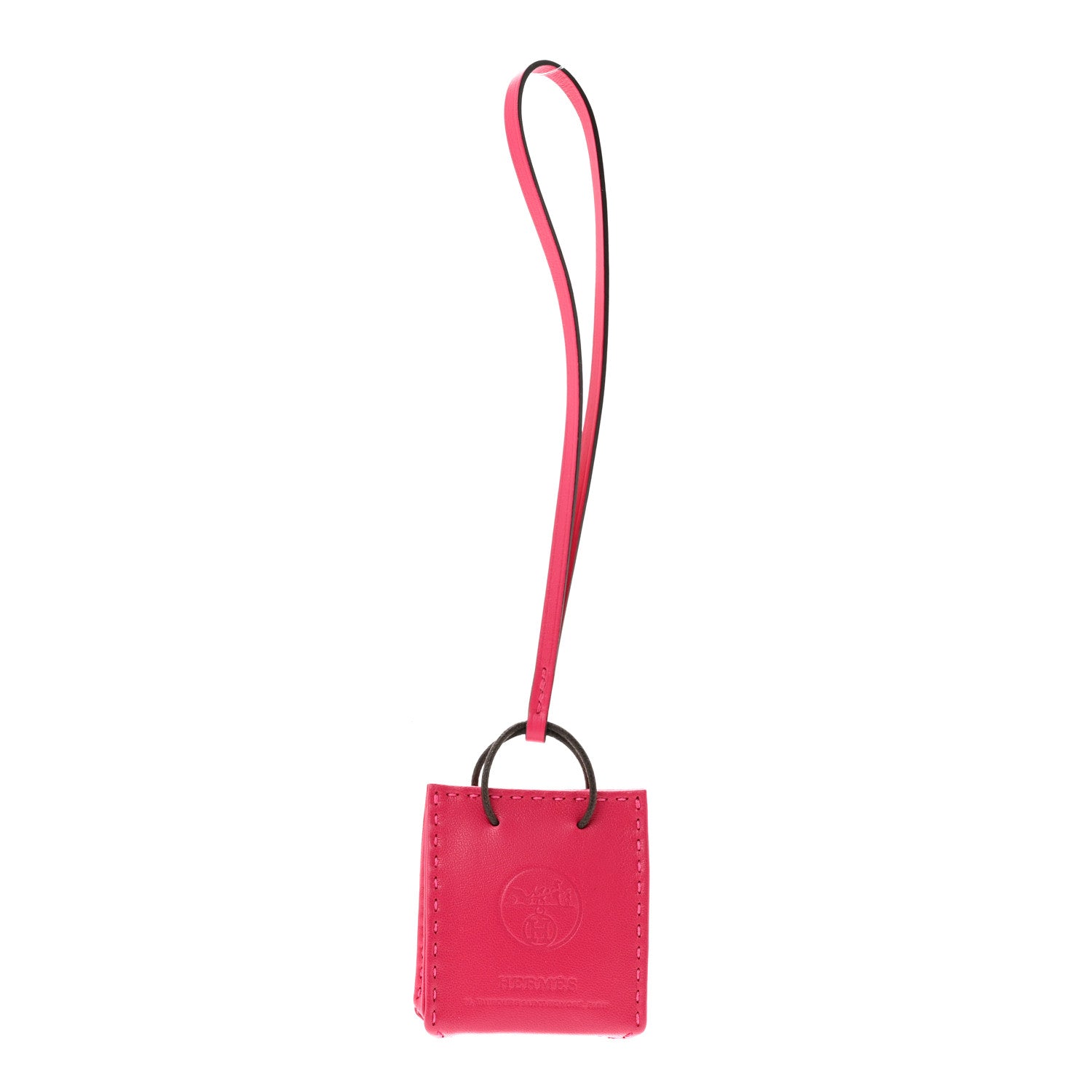 Hermes Milo Lambskin Swift Shopping Bag Charm Rose Mexico 1 of 5