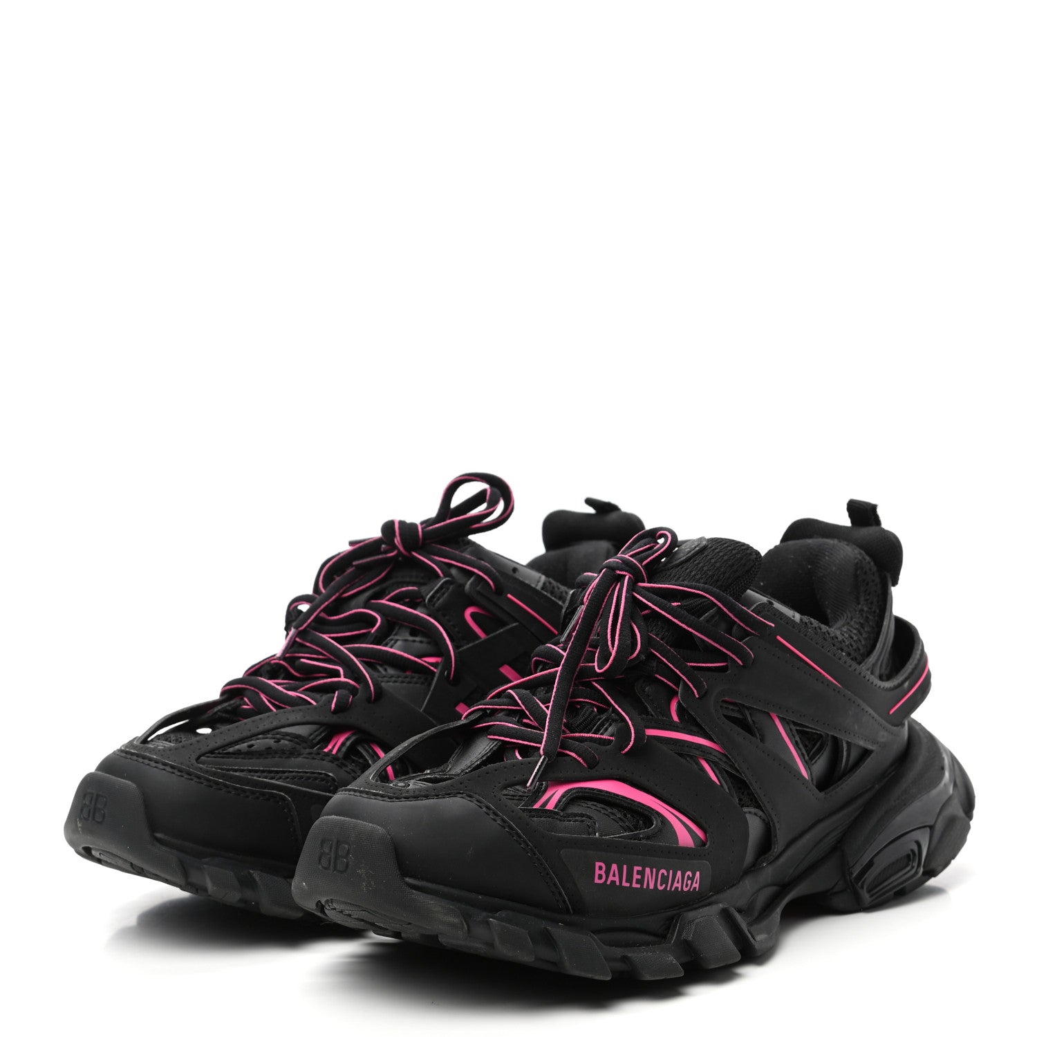 Balenciaga Mesh Rubber Bi-Color Womens Track Sneakers 39 Black Neon Pink 3 of 8