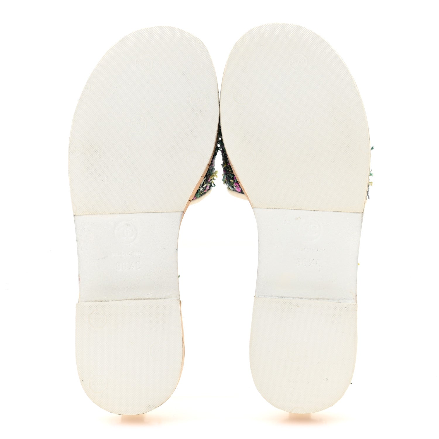 Chanel Tweed Cork CC Chain Mule Sandal 36.5 Green Multicolor 6 of 10