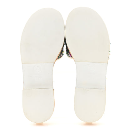 Chanel Tweed Cork CC Chain Mule Sandal 36.5 Green Multicolor 6 of 10