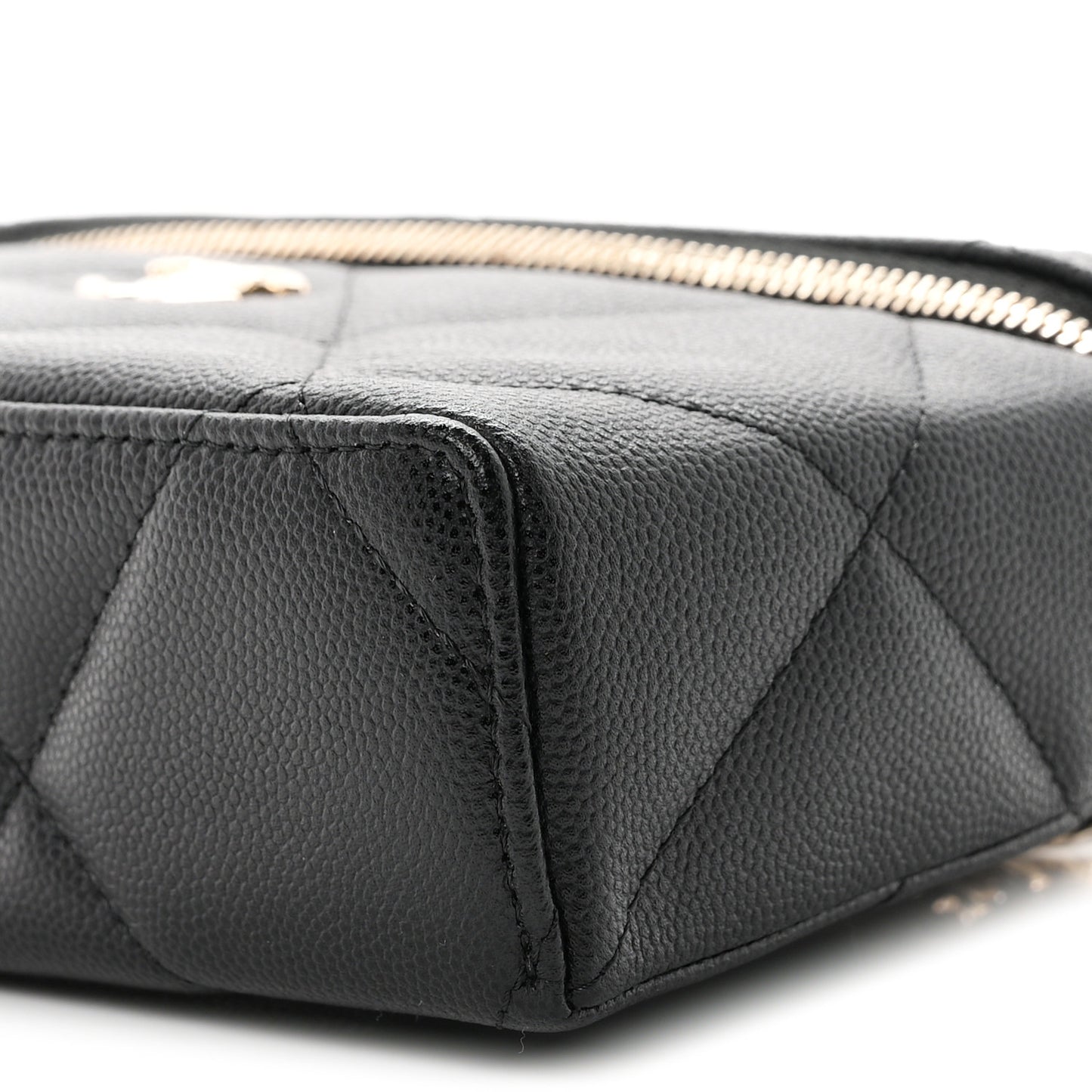 Caviar Quilted Top Handle Slim Vanity With Chain Black