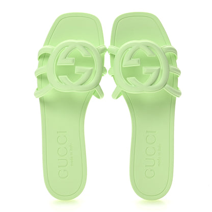 Gucci Rubber Interlocking G Womens Slide Sandals 37 Oscar Water 2 of 10