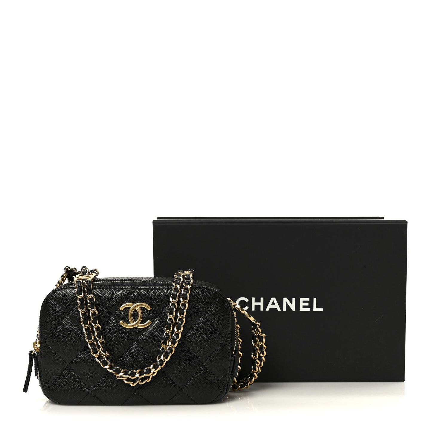 Caviar Quilted Mini CC You Camera Case Black