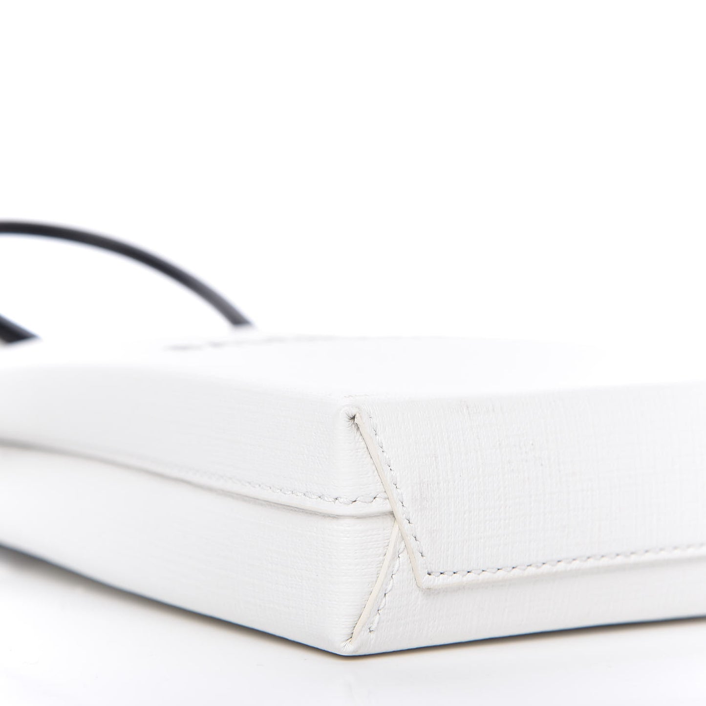 Squared Calfskin Logo Shopping Phone Holder Bag White