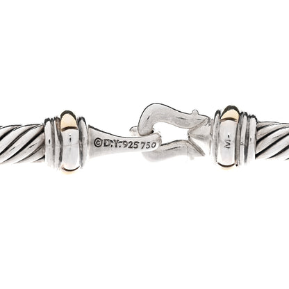 David Yurman Sterling Silver 18K Yellow Gold 4mm Cable Classic Buckle Bracelet 3 of 3
