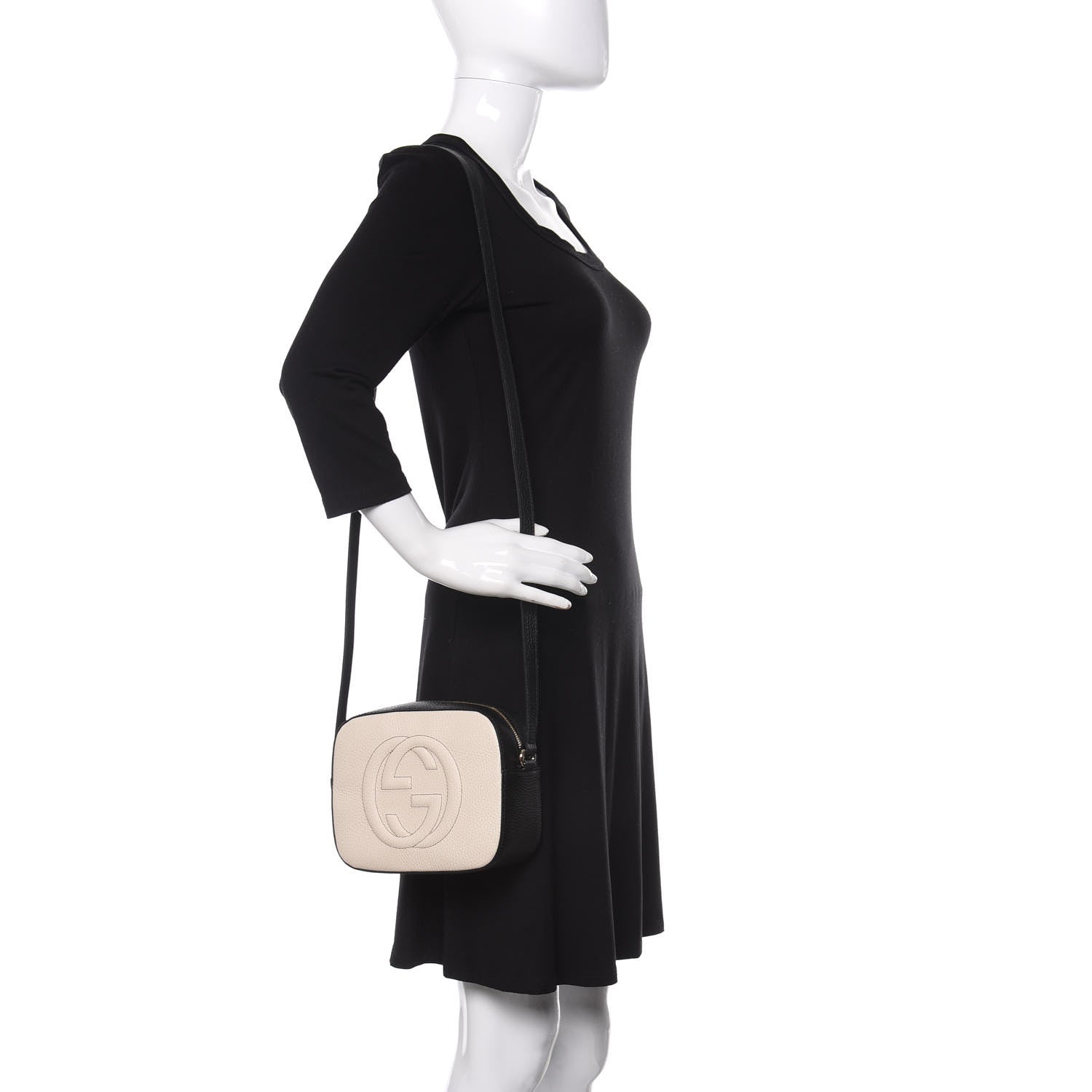 Gucci Dollar Calfskin Bi-Color Small Soho Disco Bag Mystic White Black 2 of 10