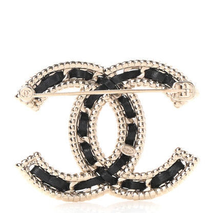 Chanel Lambskin Crystal CC Chain Brooch Black Gold 3 of 5