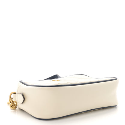 Gucci Vintage Effect Calfskin Matelasse Diagonal Small Torchon GG Marmont Chain Shoulder Bag Mystic White Blue Agata 4 of 10