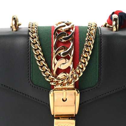 Gucci Calfskin Mini Sylvie Chain Shoulder Bag Black 8 of 10