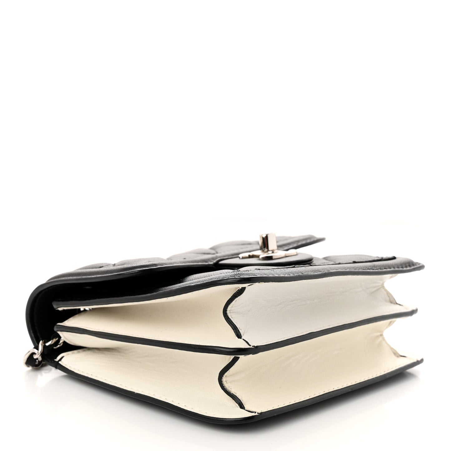 Lambskin Quilted Mini Graphic Flap Bag Black White