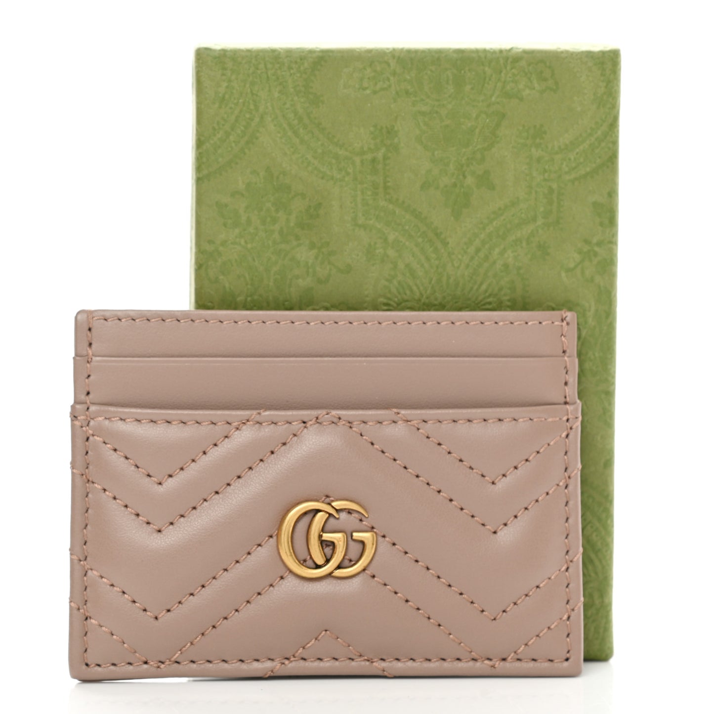 Calfskin Matelasse GG Marmont Card Holder Porcelain Rose