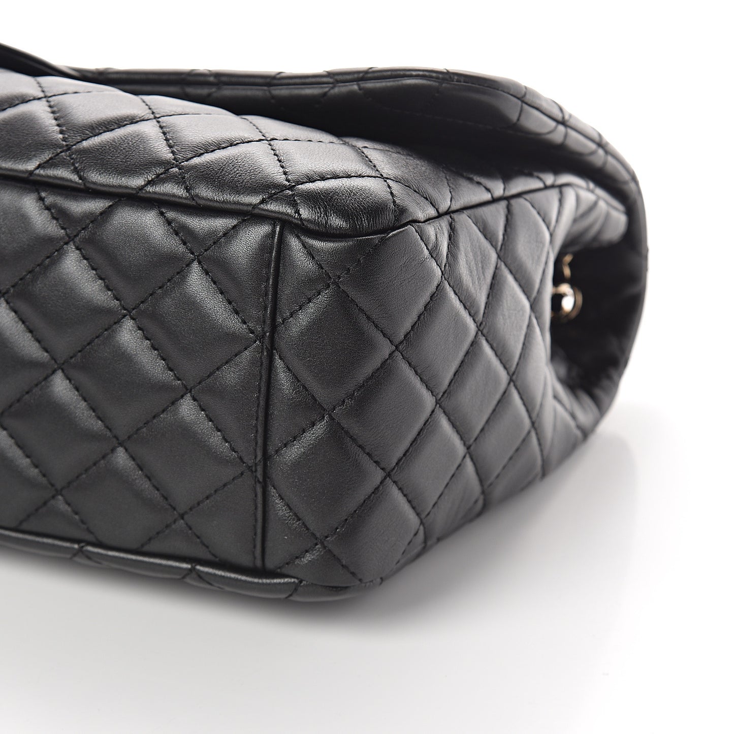 Calfskin Quilted XXL Travel Flap Bag Black