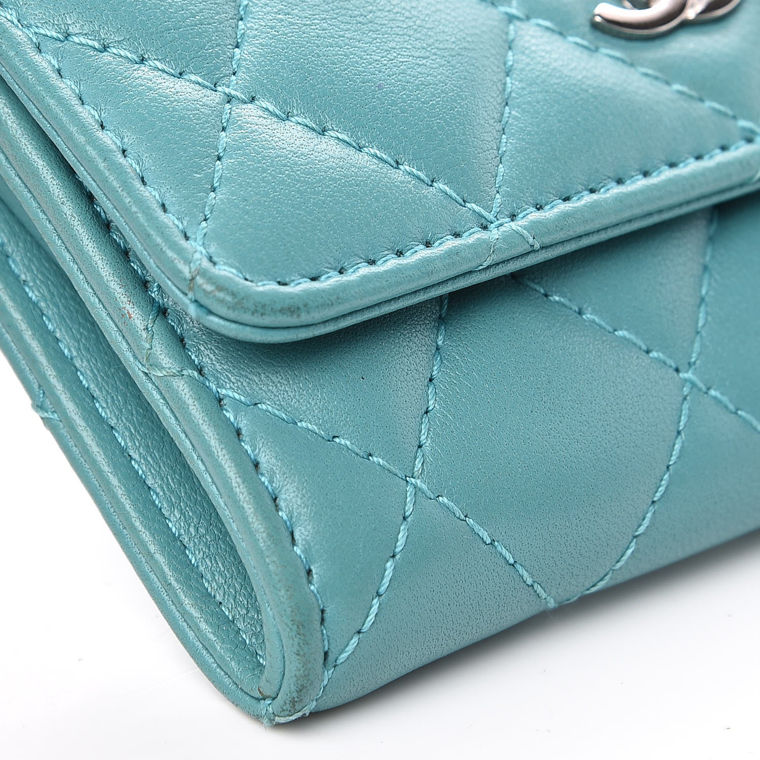 Chanel Lambskin Quilted Card Holder Turquoise 8 of 10