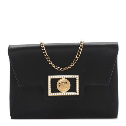 Versace Satin Crystal La Medusa Pouch On Chain Black 1 of 8