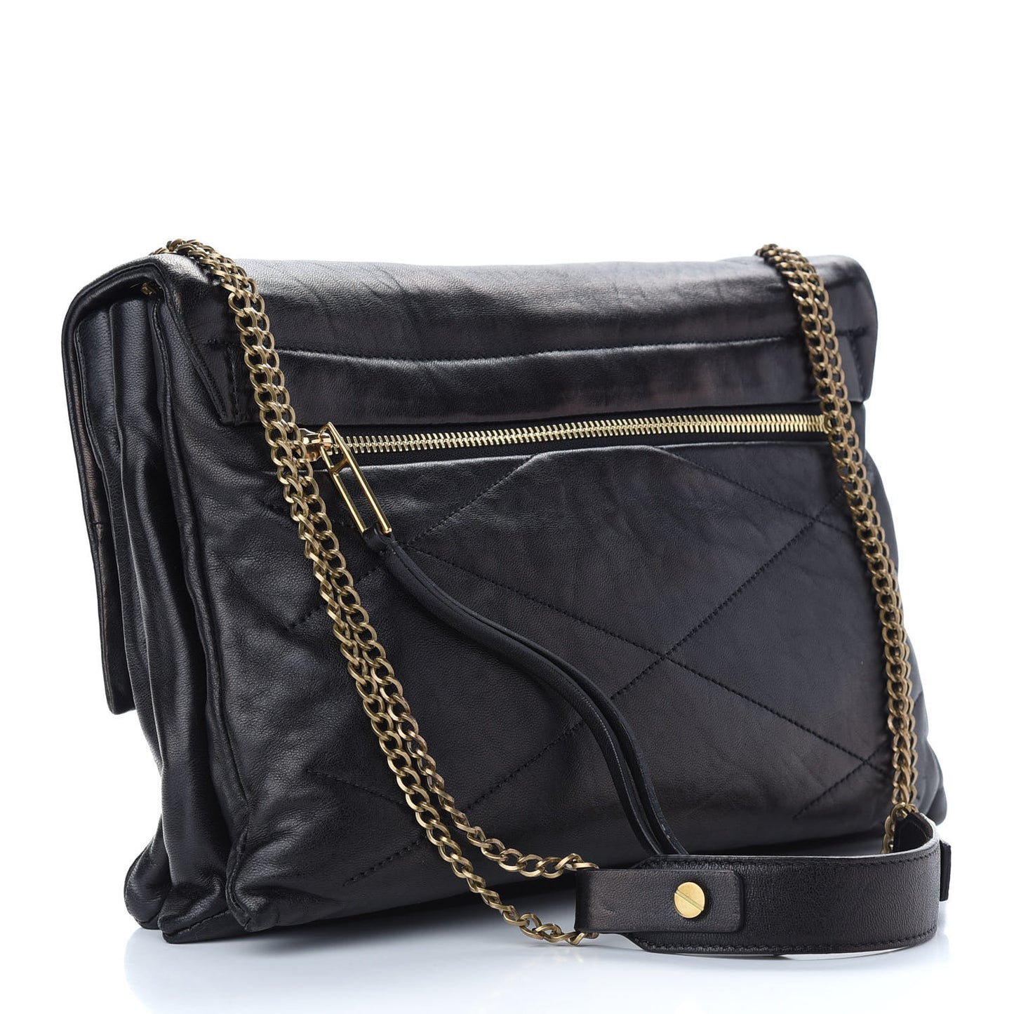 Lambskin Quilted Medium Sugar Flap Shoulder Bag Black