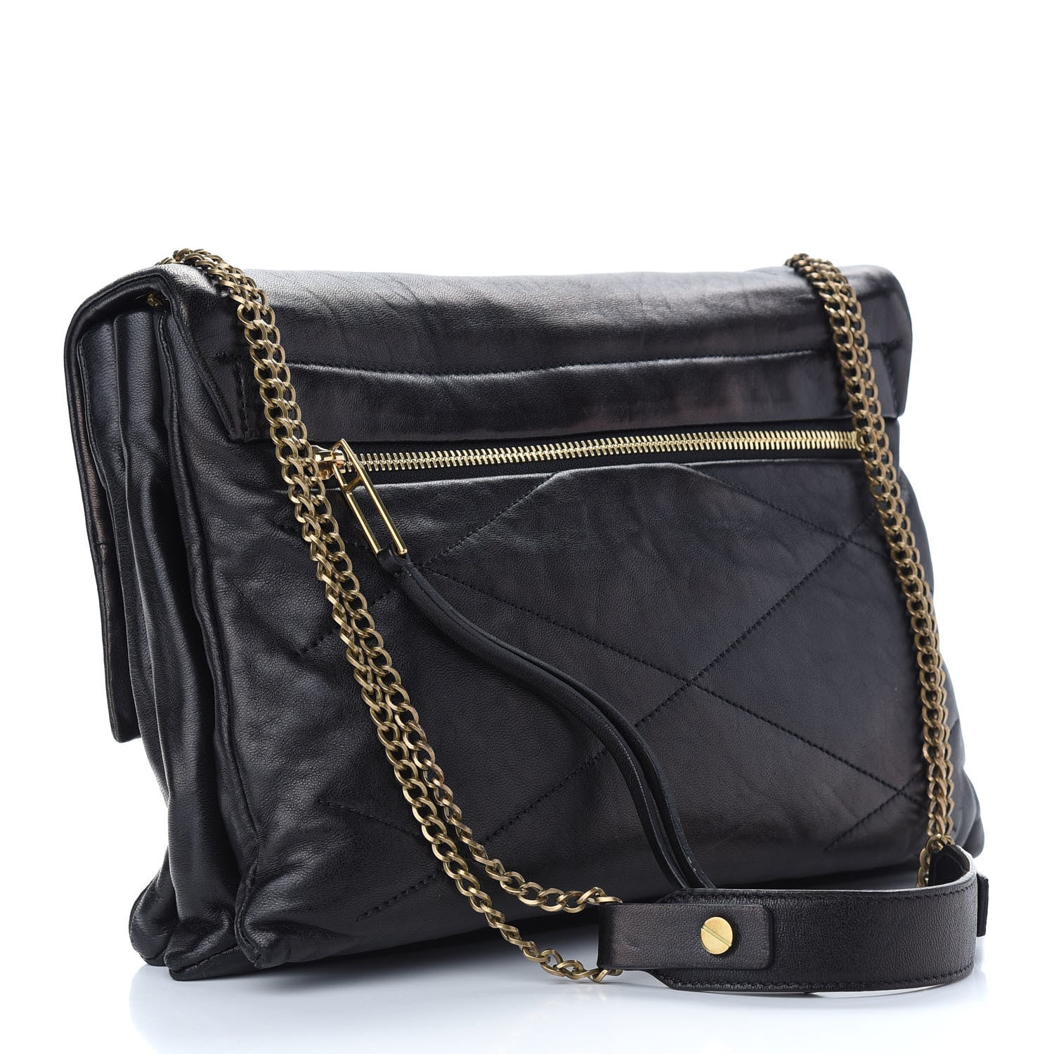 Lanvin Lambskin Quilted Medium Sugar Flap Shoulder Bag Black 2 of 8
