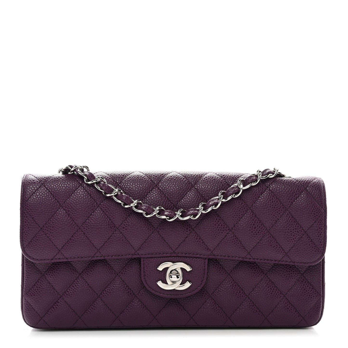 Caviar Quilted East West Flap Purple