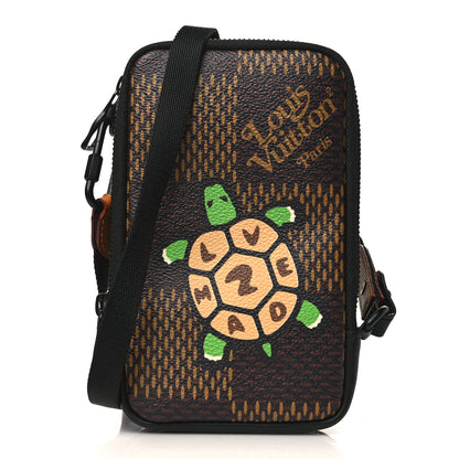 Louis Vuitton X NIGO Giant Damier Ebene Tortoise Double Phone Pouch 1 of 8