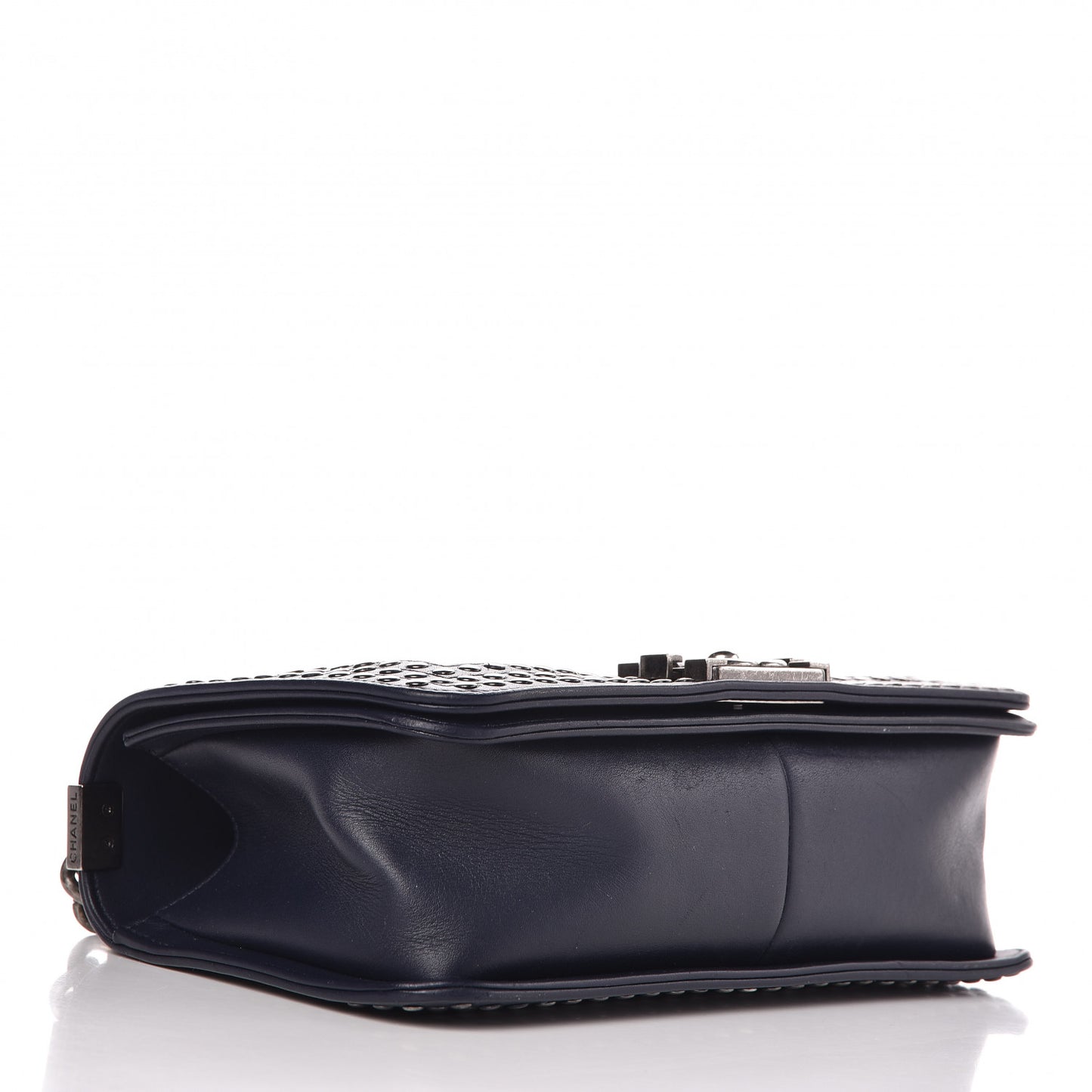 Calfskin Quilted Studded Medium Boy Flap Navy