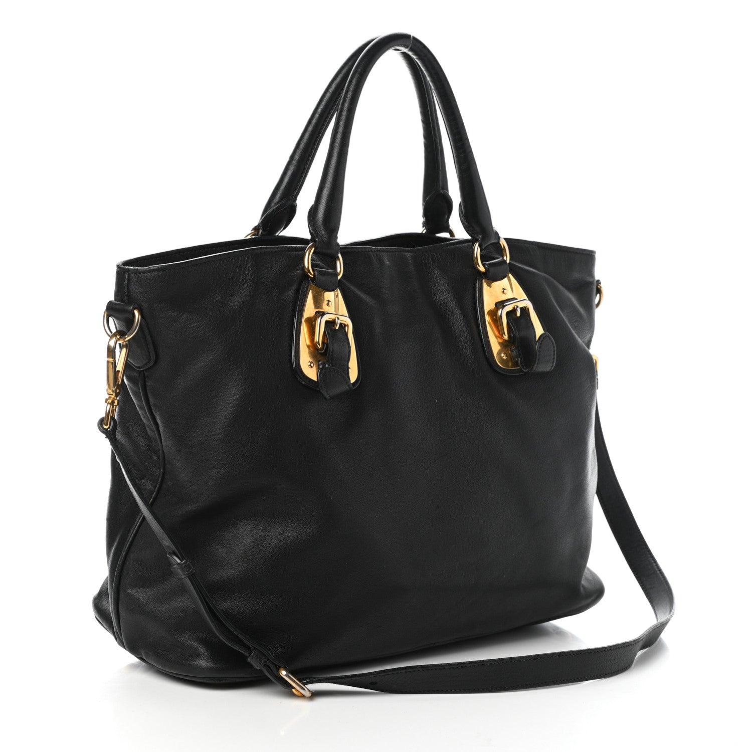 Prada Soft Calfskin Shopping Tote Black 3 of 10