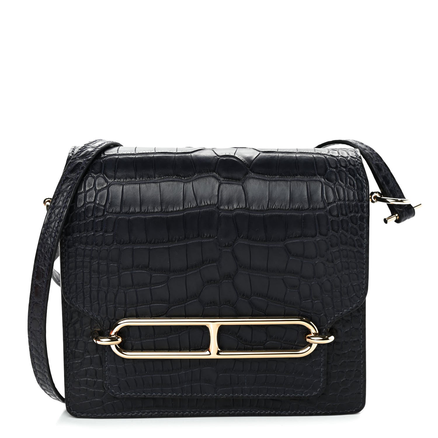 Hermes Matte Alligator Mini Sac Roulis Bleu Indigo 1 of 4
