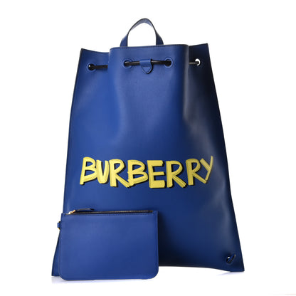 Burberry Soft Calfskin Graffiti Drawstring Backpack Denim Blue 4 of 8