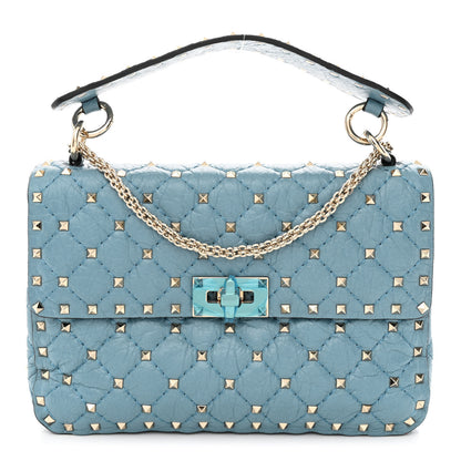 Valentino Garavani Craquele Nappa Medium Rockstud Spike Shoulder Bag Nube 1 of 11