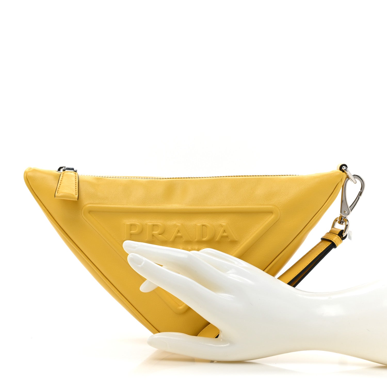 Prada Grace Lux Triangle Logo Embossed Triangle Wristlet Pouch Sole 2 of 9