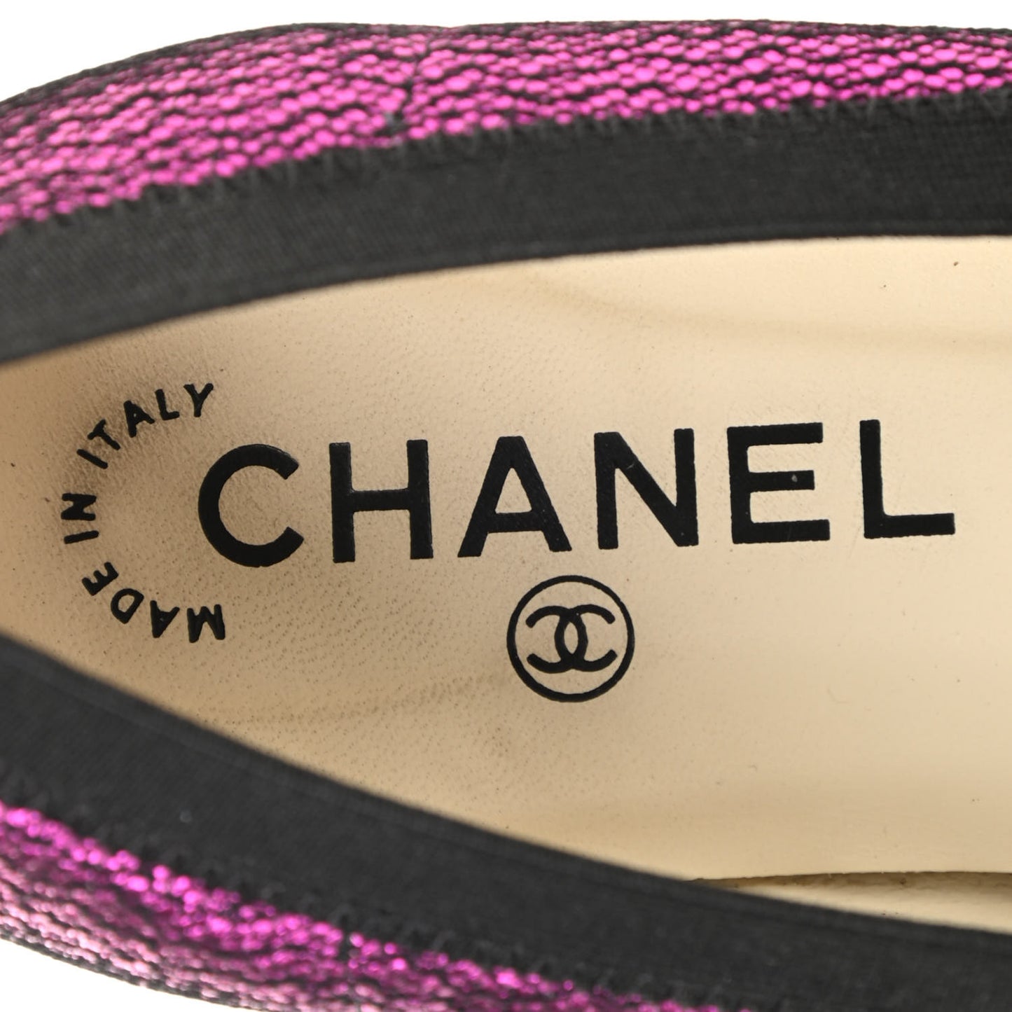 Metallic Lace Cap Toe Ballerina Flats 37.5 Fuchsia
