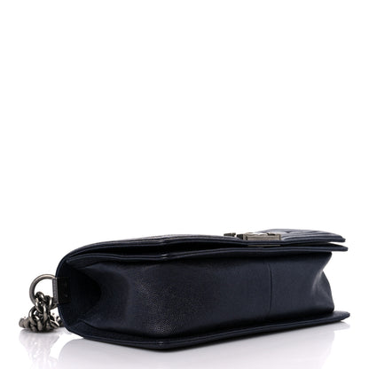 Chanel Caviar Chevron Quilted Medium Boy Flap Navy 4 of 11