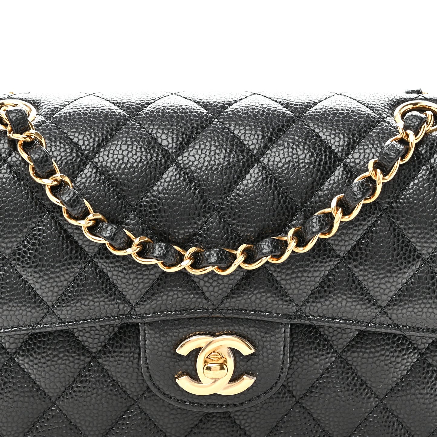 Caviar Quilted Small Double Flap Black