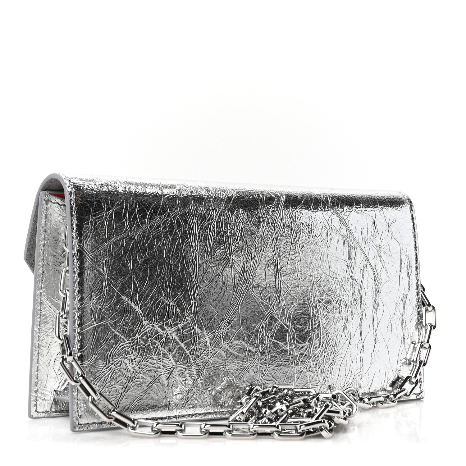 Christian Louboutin Metallic Textured Calfskin Loubi54 Crossbody Clutch Silver 3 of 9