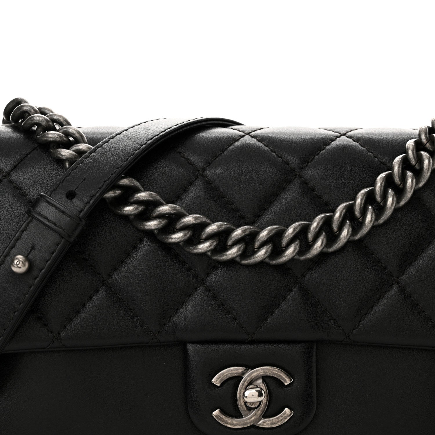 Chanel Calfskin Quilted Large Rock My Shoulder Flap Black 8 of 11