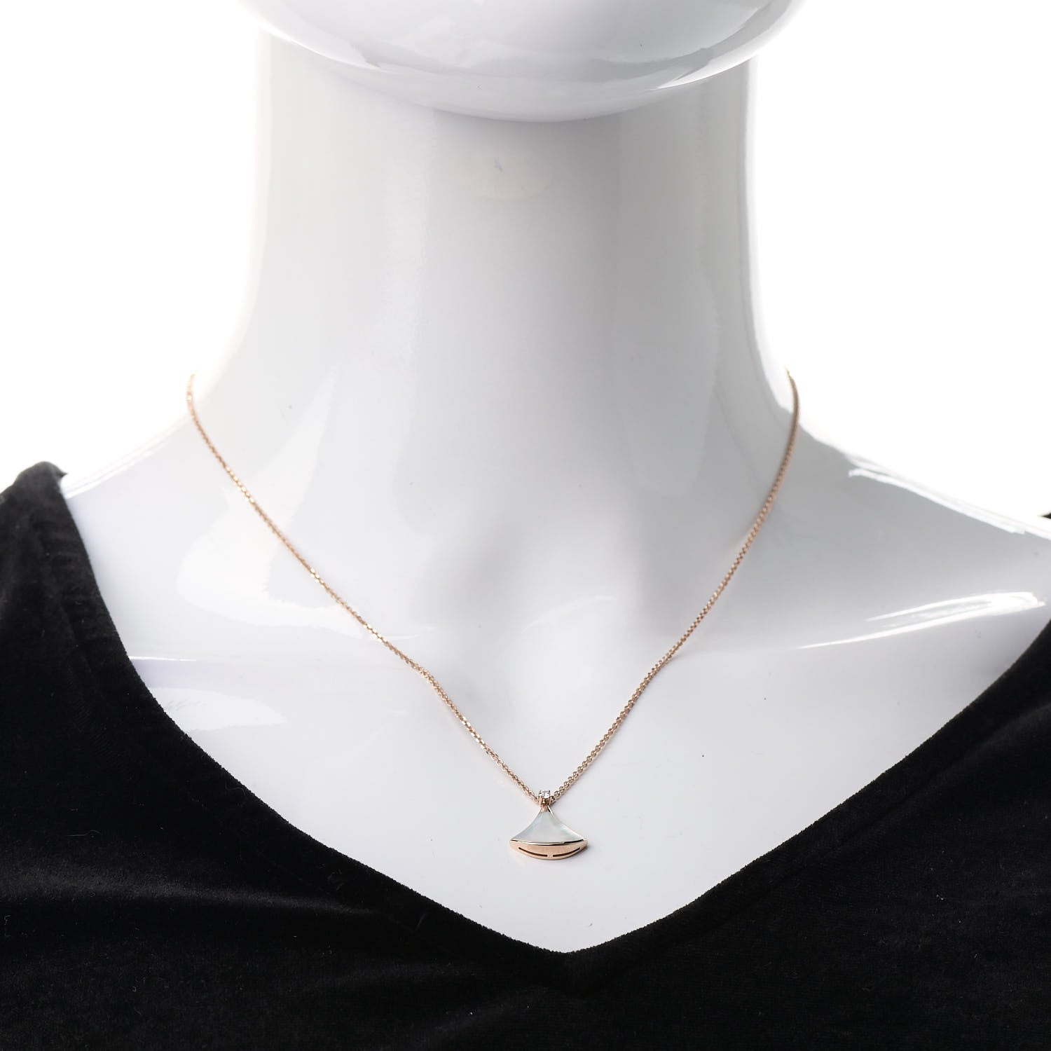 Bulgari 18K Rose Gold Diamond Mother of Pearl Small Divas' Dream Pendant Necklace 2 of 7