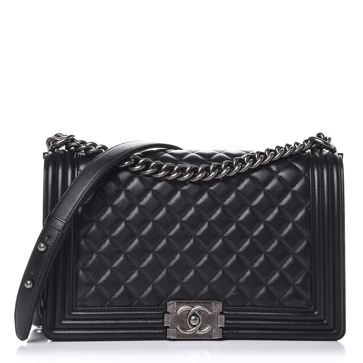 Lambskin Quilted New Medium Boy Flap Black