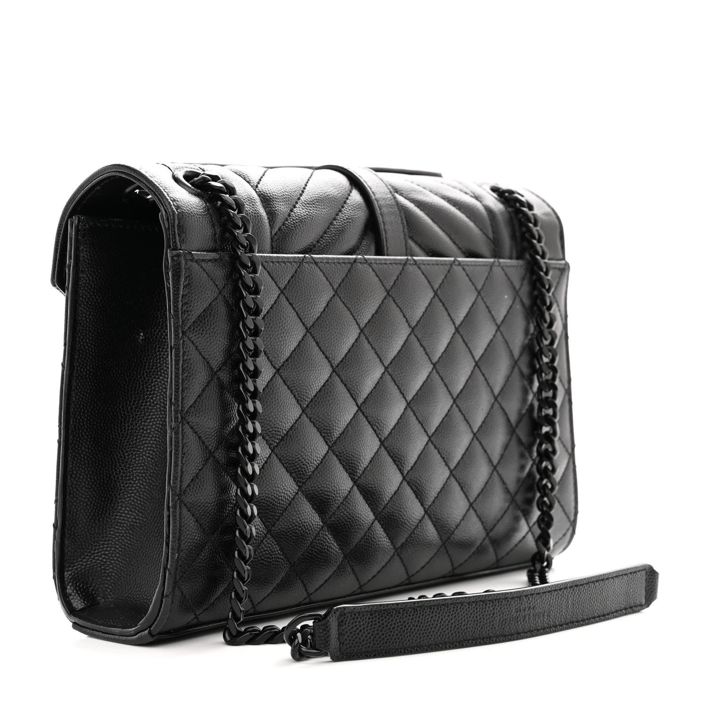 Grain De Poudre Textured Mixed Matelasse Triquilt Medium Monogram Monochrome Satchel Black