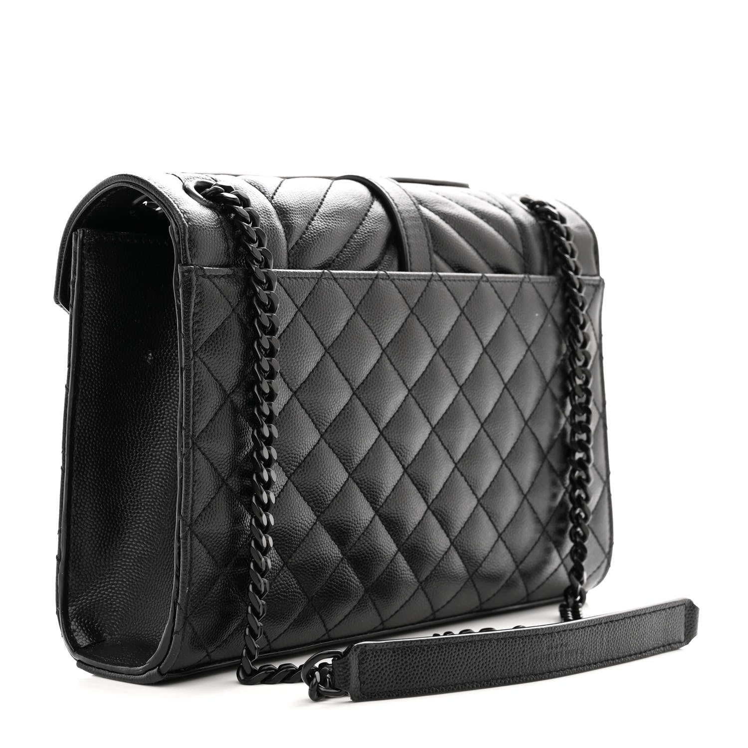 Saint Laurent Grain De Poudre Textured Mixed Matelasse Triquilt Medium Monogram Monochrome Satchel Black 3 of 11