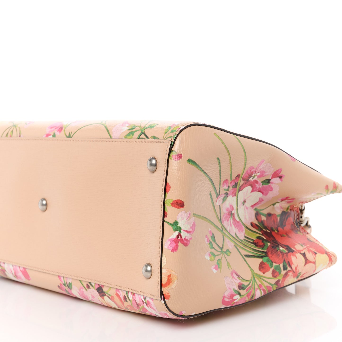 GG Supreme Monogram Tian Medium Bamboo Shopper Tote Beige Multicolor Red Pink Apricot Multicolor