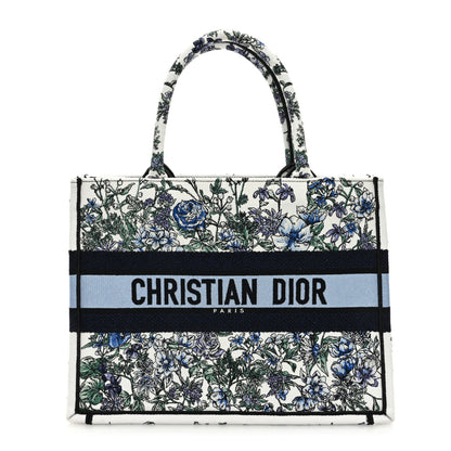 Christian Dior Canvas Embroidered Medium Flowers Book Tote Blue 1 of 8