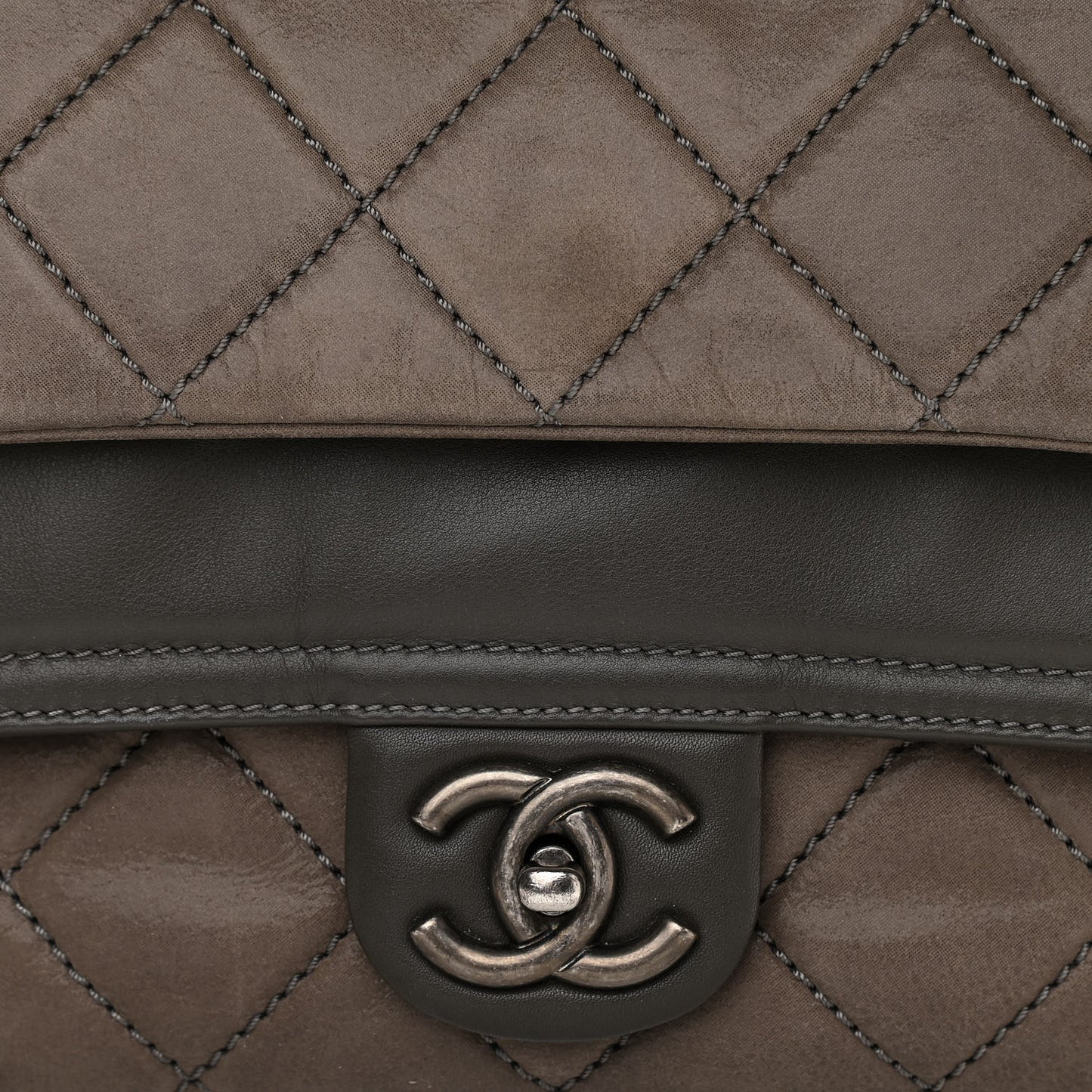 Iridescent Calfskin Jumbo In the Mix Double Flap Dark Grey