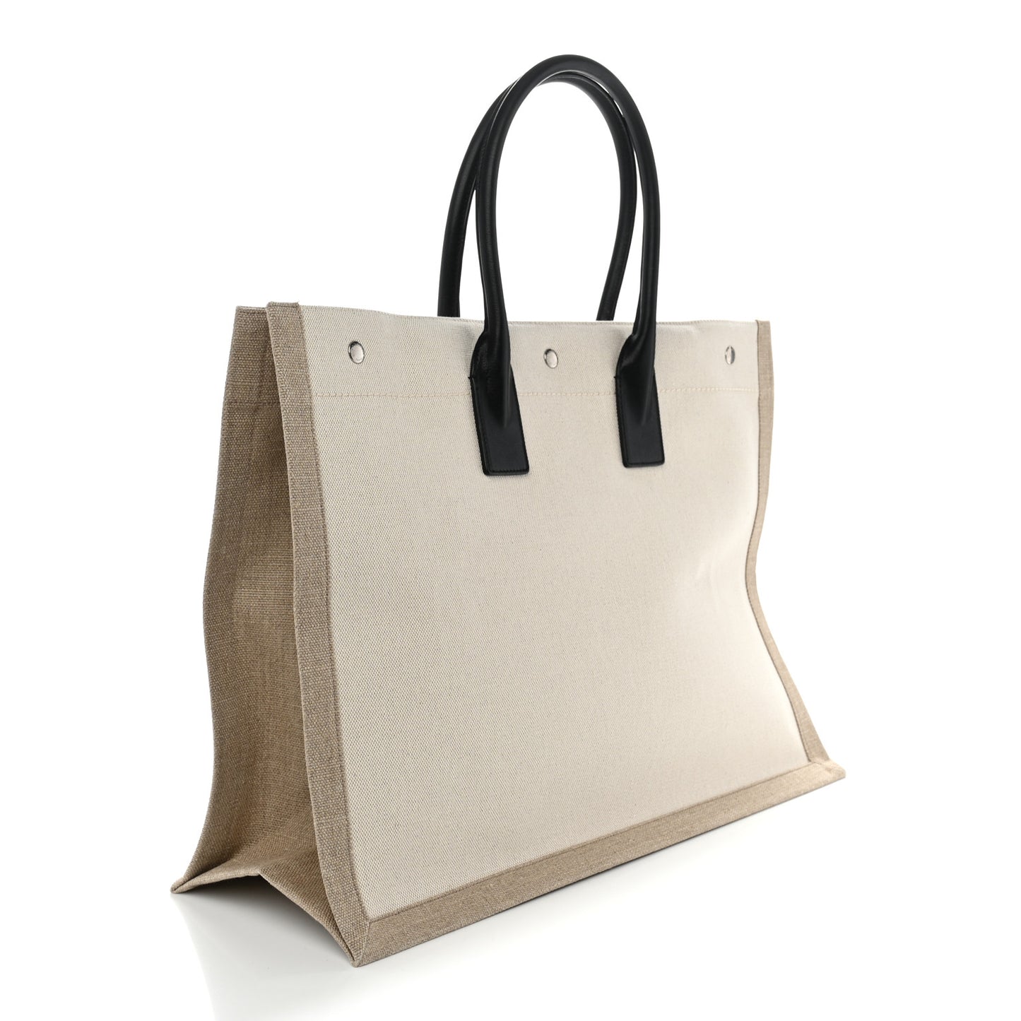 Linen Calfskin Rive Gauche Tote Optic White