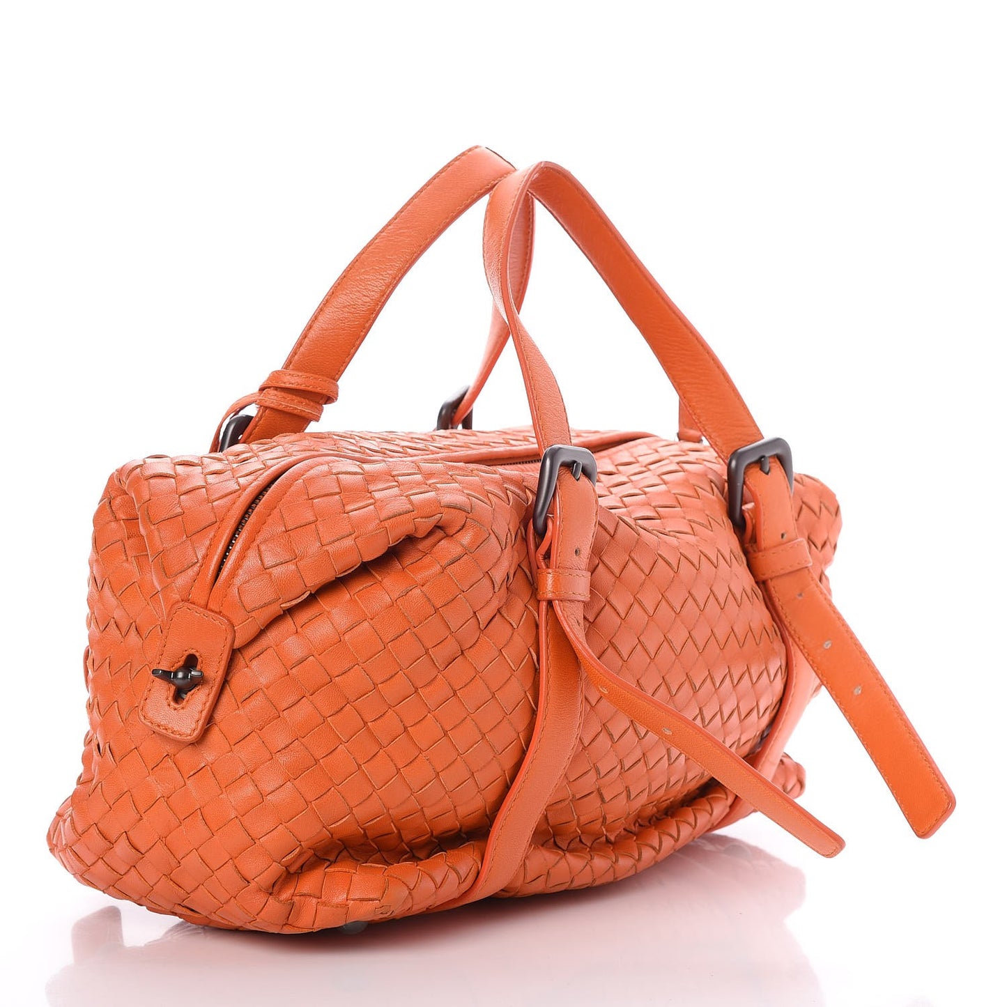Nappa Intrecciato Montaigne Satchel Orange