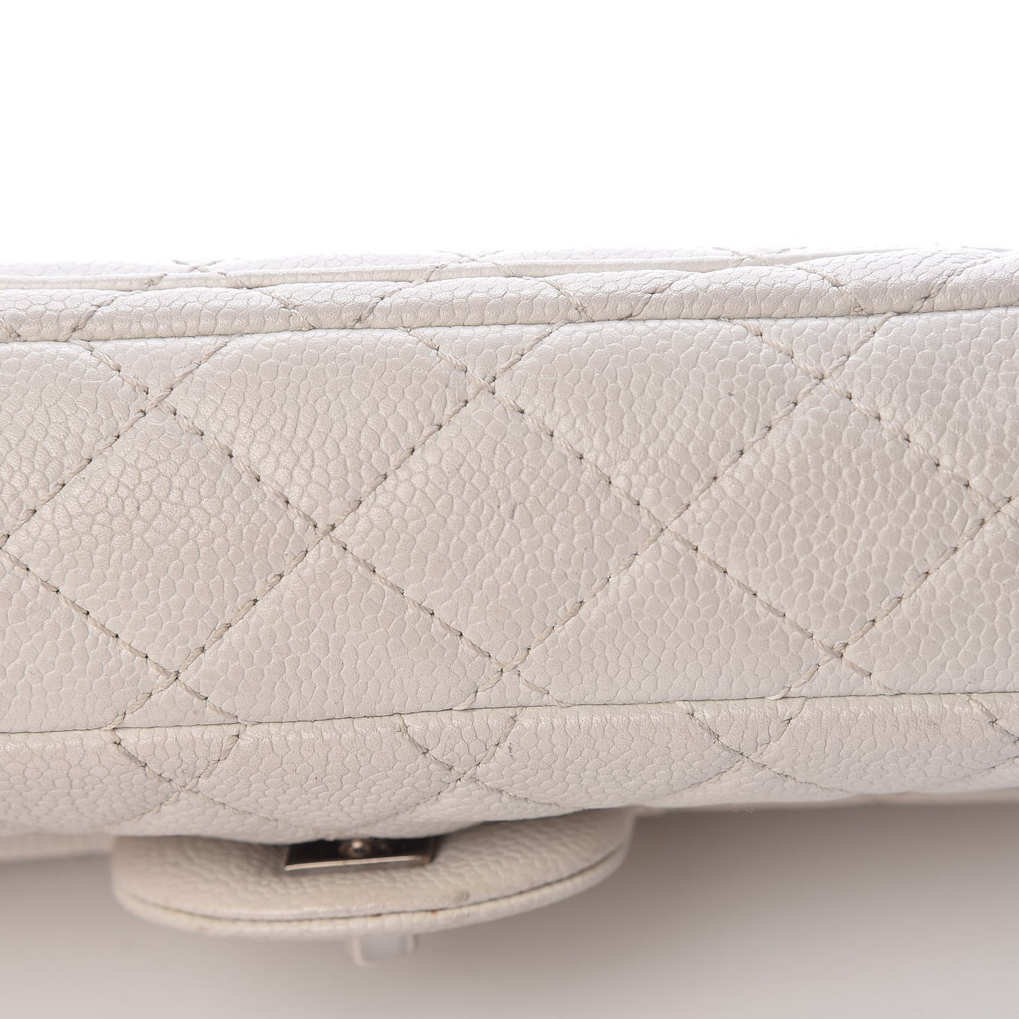 Soft Caviar Quilted East West Flap White