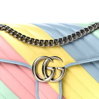 Gucci Calfskin Matelasse Diagonal Small GG Marmont Shoulder Bag Multicolor Pastel 9 of 11
