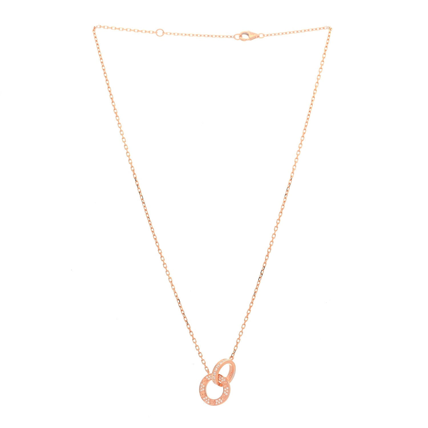 Cartier 18K Pink Gold Diamond Interlocking LOVE Paved Necklace 3 of 4