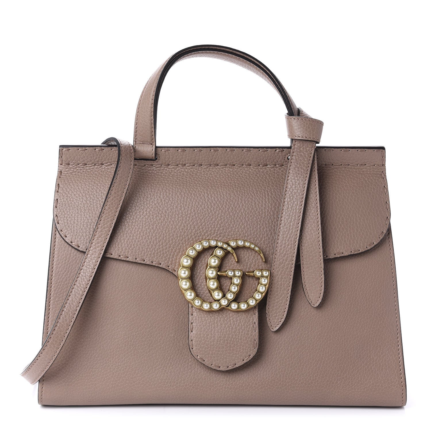 Gucci Calfskin Small Pearly GG Marmont Top Handle Bag Porcelain Rose 1 of 11